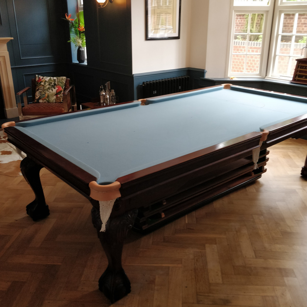 Recloth full size snooker table in Silver grey Hainsworth smart near